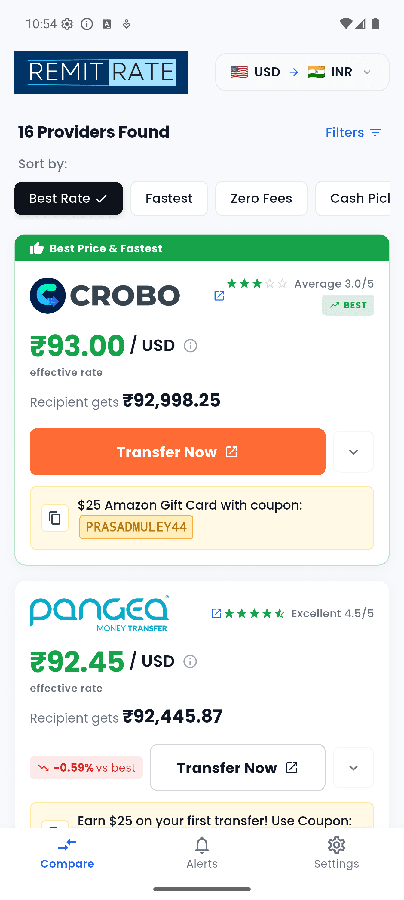 Compare Exchange Rates
